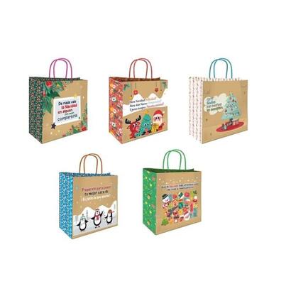 pack-de-25-unidades-bismark-bolsa-de-papel-kraft-con-mensajes-navideaos-medidas-26x8x24cm-5-diseaos-diferentes