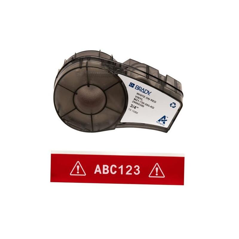 brady-m21-750-595-rd-cinta-de-etiquetas-original-vinilo-texto-blanco-sobre-fondo-rojo-ancho-191mm-x-640m