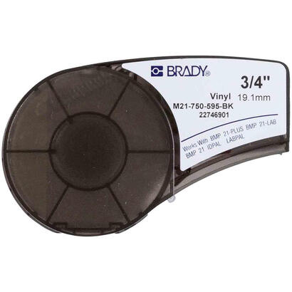 brady-m21-750-595-bk-cinta-de-etiquetas-original-vinilo-texto-blanco-sobre-fondo-negro-ancho-191mm-x-640m