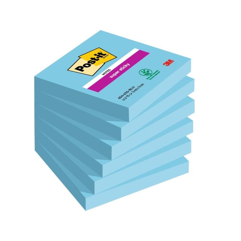 post-it-super-sticky-pack-de-6-blocs-de-90-notas-adhesivas-reposicionables-forma-cuadrada-76x76mm-azul