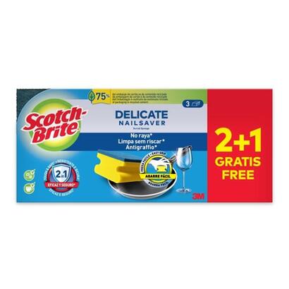 scotch-brite-delicate-pack-de-3-estropajos-de-cocina-proteccion-para-los-dedos-promocion-2-1-gratis-no-raya-