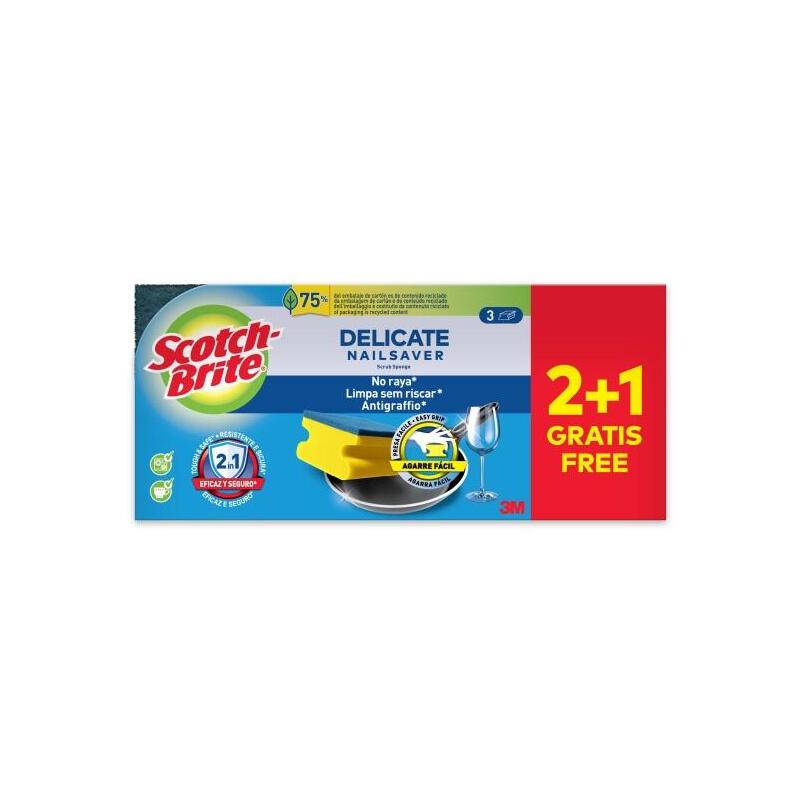 scotch-brite-delicate-pack-de-3-estropajos-de-cocina-proteccion-para-los-dedos-promocion-2-1-gratis-no-raya-