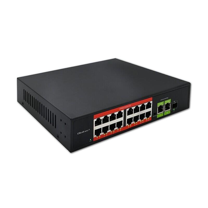 qoltec-52291-fast-ethernet-poe-switch-16x-rj45-10-100-mb-s-2x-rj45-uplink-1000-mb-s-1x-sfp-1000-mb-s