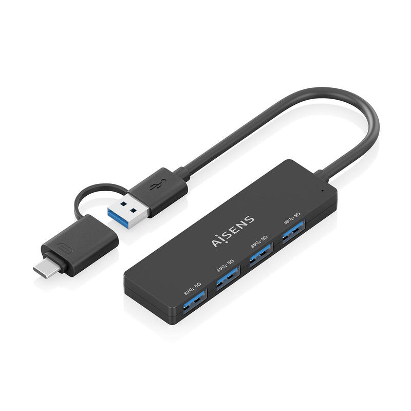 aisens-hub-usb-31-usb-c-usb-a-usb-cmusb-am-4xtipo-ah-negro-15cm