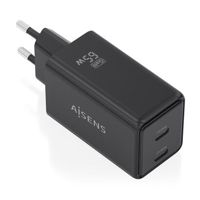aisens-cargador-gan-65w-2xusb-c-pd30-qc40-negro