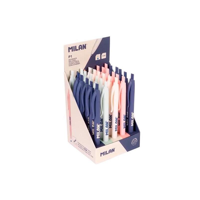 milan-boligrafo-p1-serie-430-since-1918-tinta-azul-caja-expositora-30-ud
