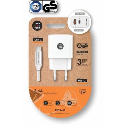 cargador-de-pared-tech-one-tech-tec2413-1xusb-tipo-c-1xusb-cable-usb-tipo-c-12w-blanco
