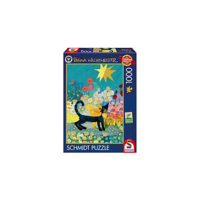 schmidt-spiele-rosina-wachtmeister-gato-en-un-mar-de-flores-rompecabezas-de-1000-piezas-58661