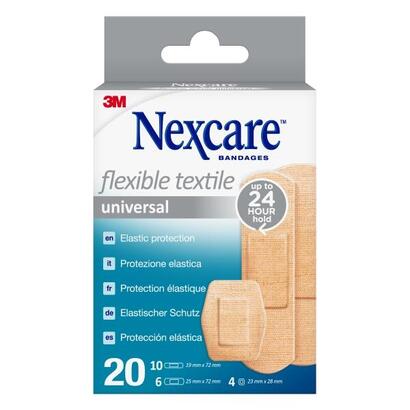 nexcare-universal-flexible-textile-pack-de-20-apositos-surtidos-transpirable-elastico-piel