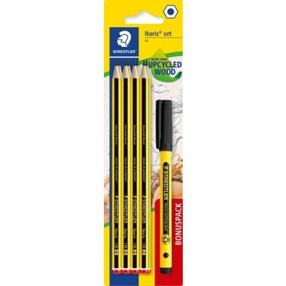 staedtler-noris-120-pack-con-8-lapices-de-grafito-hexagonales-hb-1-fineliner-noris-writing-pen-307-negro-