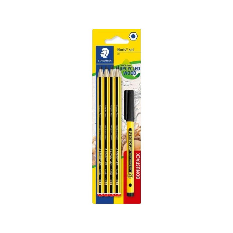 staedtler-noris-120-pack-con-8-lapices-de-grafito-hexagonales-hb-1-fineliner-noris-writing-pen-307-negro-