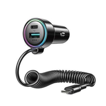joyroom-car-charger-3-in-1-cu-with-type-c-coiled-cable-16m-72w-black-jr-cl07