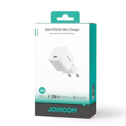joyroom-travel-charger-gan-fast-charger-type-c-20w-pd-30-qc-30-white-tcg08