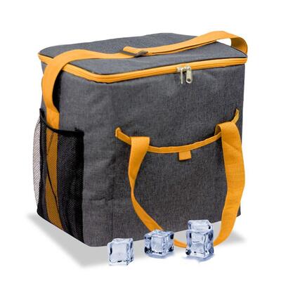 pack-de-2-unidades-nevera-tipo-bolsa-21-l-diseno-tejana-gris-con-ribete-asas-y-correa-naranja-317-x-20-x-33-cm