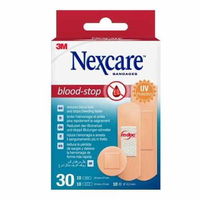 nexcare-blood-stop-pack-de-30-apositos-surtidos-resistente-al-agua-mayor-rapidez-deteniendo-hemorragias-piel