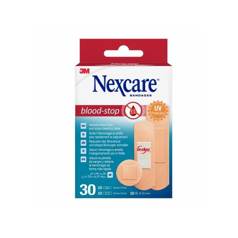 nexcare-blood-stop-pack-de-30-apositos-surtidos-resistente-al-agua-mayor-rapidez-deteniendo-hemorragias-piel