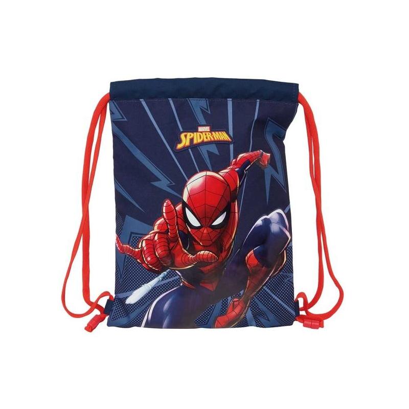 safta-spider-man-saco-plano-bolsillo-con-cremallera-cierre-con-cordones-3l-ligero-y-compacto-260x10x340mm-