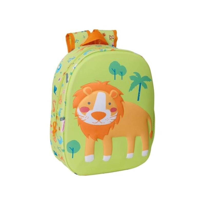 safta-leon-mochila-3d-portabotellas-hombreras-acolchadas-asa-superior-ligero-y-duradero-verde-claro