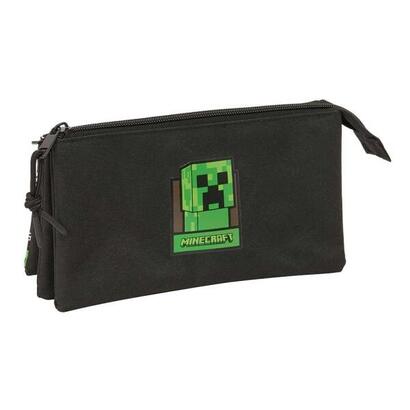 safta-minecraft-portatodo-3-compartimentos-con-cremalleras-bolsillo-interior-06l-220x30x120mm-negro