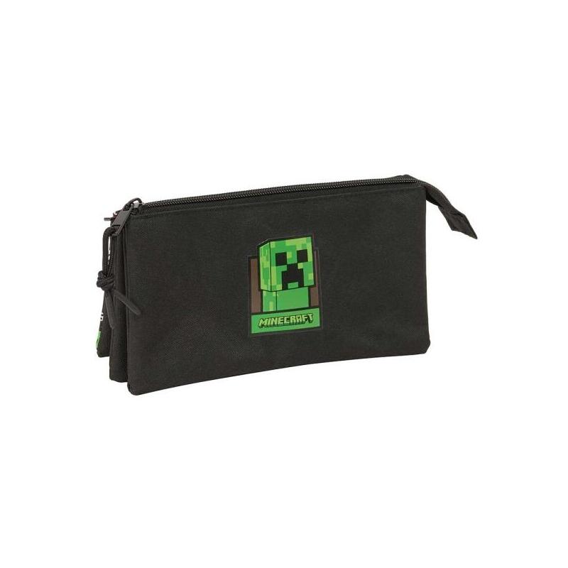 safta-minecraft-portatodo-3-compartimentos-con-cremalleras-bolsillo-interior-06l-220x30x120mm-negro