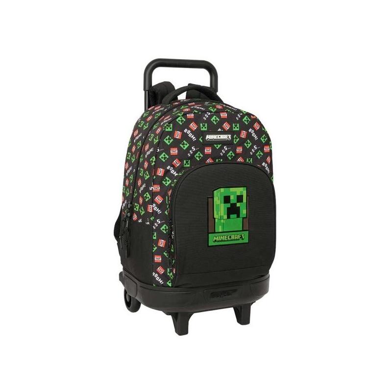 safta-minecraft-mochila-con-carro-extraible-bolsillo-frontal-portabotellas-tirador-doble-hombreras-acolchadas