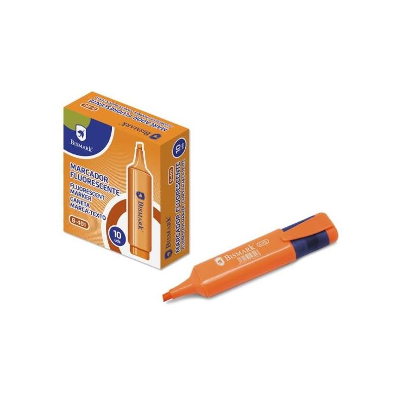 pack-de-10-unidades-bismark-marcador-fluorescente-punta-biselada-1-5mm-aprox-tinta-base-de-agua-naranja