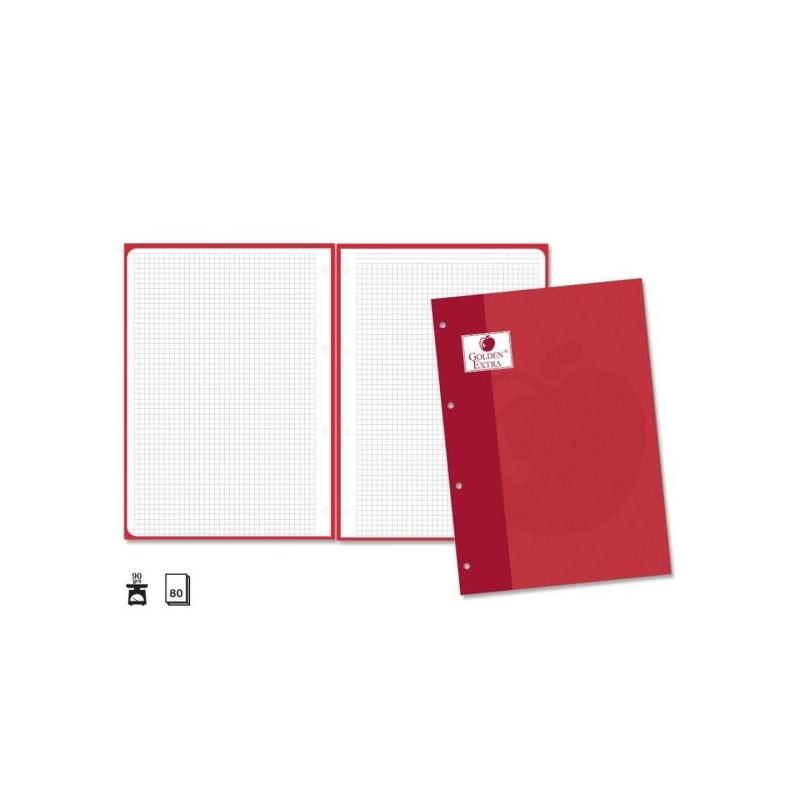 pack-de-5-unidades-golden-extra-recambio-de-80-hojas-90gr-cuadricula-4x4-formato-a4-4-taladros-y-banda-de-color-rojo