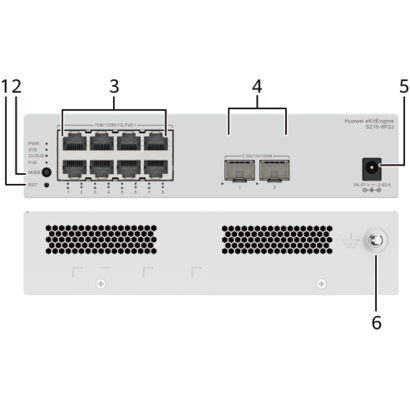 huawei-s210-8p2j-8101001000base-t-ports-128w-poe-225ge-sfp-ports-with-1220-v-ac-power-adapter-fanless