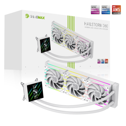 gamemax-cpu-liquid-cooler-hailstorm-360-lcd-white