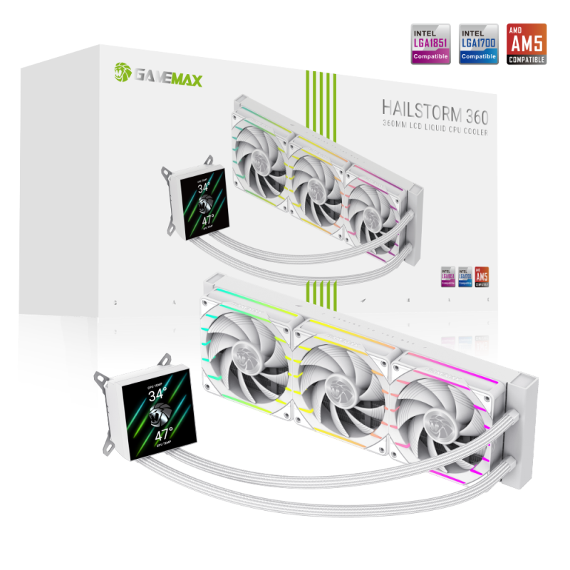 gamemax-cpu-liquid-cooler-hailstorm-360-lcd-white