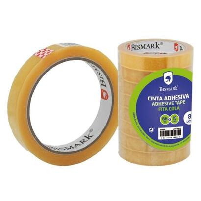 pack-de-8-unidades-bismark-cinta-adhesiva-transparente-19mm-x-66m-fabricada-en-polipropileno-transparente