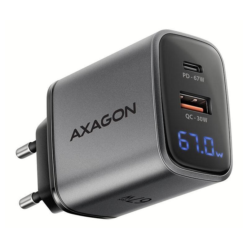 mobile-charger-wall-usb-67wgan-2port-acu-pq67d-axagon