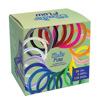 3doodler-filament-flow-20-pla-20-farben-nachfullpack-acido-polilactico-pla-negro-azul-verde-oscuro-rosa-oscuro-oro-verde-lila-ma