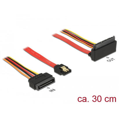 cable-delock-sata-6-gb-s-7-pin-buchse-sata-15-pin-strom-stecker-sata-22-pin-buchse-oben-gewinkelt-metall-30-cm