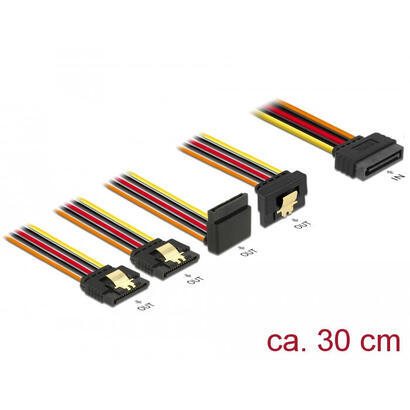 delock-cable-sata-15-pin-strom-stecker-mit-einrastfunktion-sata-15-pin-strom-buchse-2-x-gerade-1-x-unten-1-x-oben-30-cm