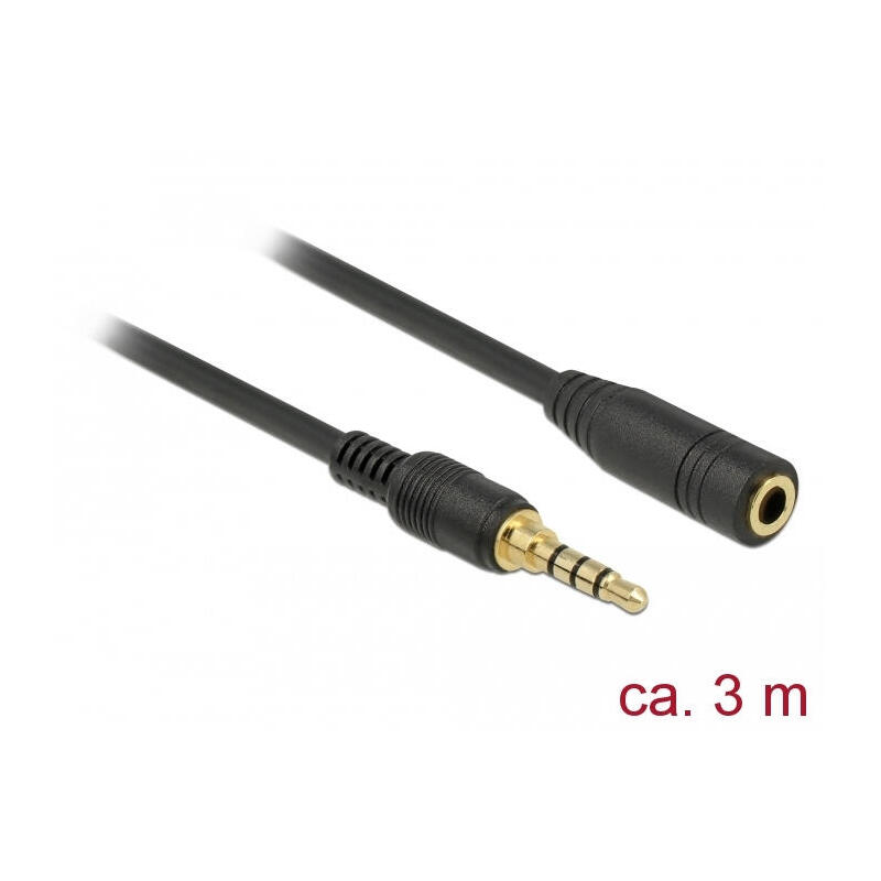 delock-klinkenverlangerungscable-35-mm-4-pin-stecker-zu-buchse-3-m-schwarz