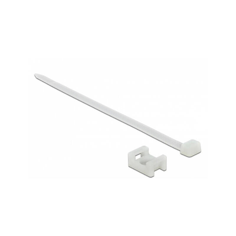 delock-schraubhalter-23-x-16-mm-mit-cablebinder-l-150-x-b-72-mm-weiss