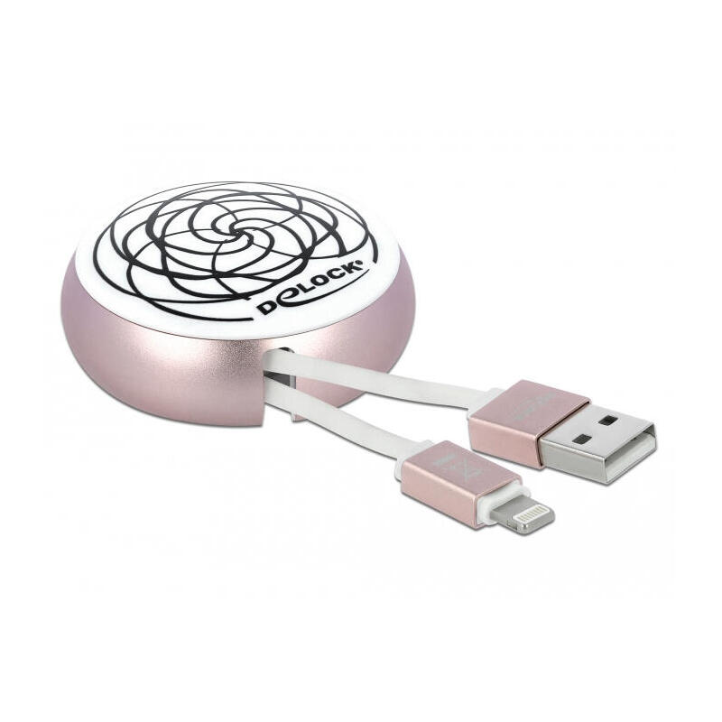 delock-usb-aufrollcable-typ-a-zu-lightning-weiss-rose
