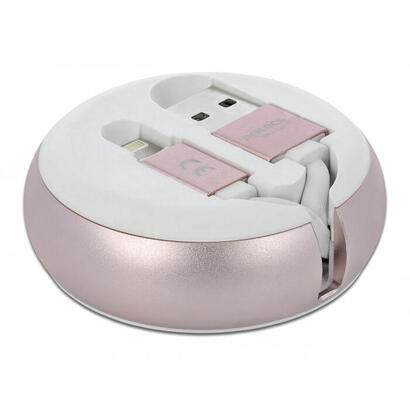 delock-usb-aufrollcable-typ-a-zu-lightning-weiss-rose