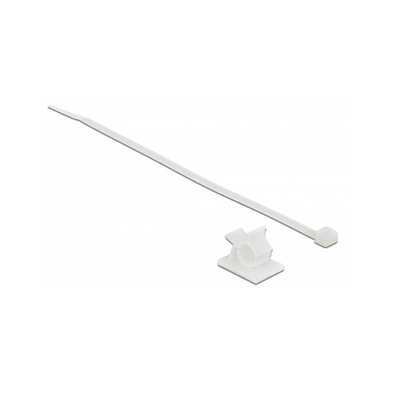 delock-cableklemme-25-x-18-mm-mit-cablebinder-l-200-x-b-36-mm-weiss