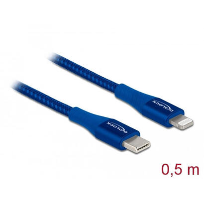 delock-daten-und-ladecable-usb-type-c-zu-lightning-fur-iphone-ipad-und-ipod-blau-05-m-mfi