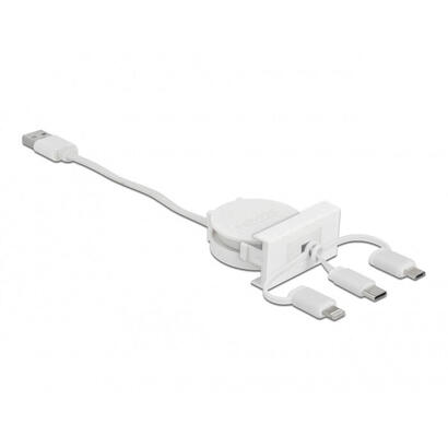 delock-easy-45-modul-usb-20-3-in-1-aufrollcable-usb-typ-a-zu-usb-c-micro-usb-und-lightning-weiss