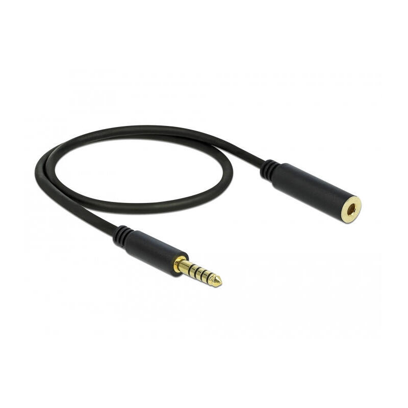 delock-verlangerungscable-klinke-44-mm-5-pin-stecker-zu-buchse-05-m-schwarz