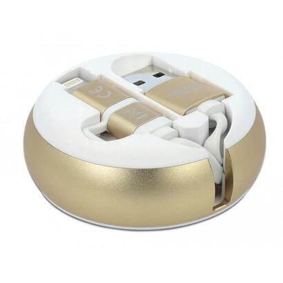 delock-usb-2-in-1-aufrollcable-typ-a-zu-micro-b-und-lightning-weiss-gold