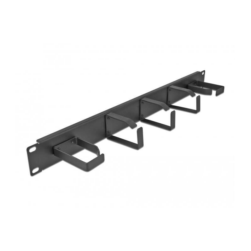 delock-19-cablemanagement-rangierpanel-mit-5-metall-bugeln-2-x-horizontal-3-x-vertikal-1-he-schwarz