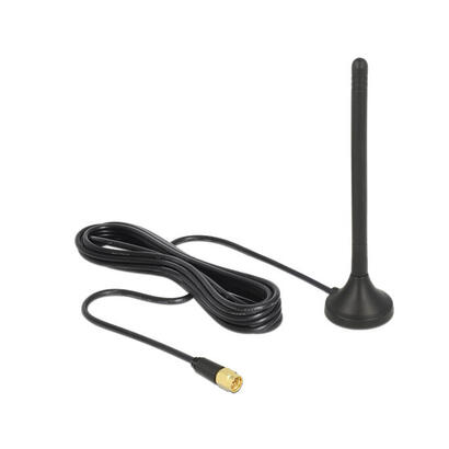 delock-gsm-umts-lte-antenne-sma-stecker-25-dbi-starr-omnidirektional-mit-magnetischem-standfuss-und-anschlusscable-rg-174-3-m-ou