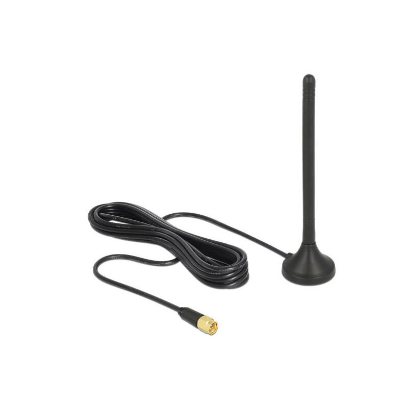 delock-gsm-umts-lte-antenne-sma-stecker-25-dbi-starr-omnidirektional-mit-magnetischem-standfuss-und-anschlusscable-rg-174-3-m-ou