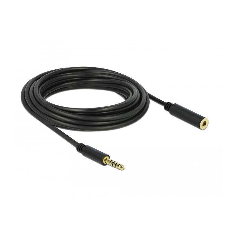 delock-verlangerungscable-klinke-44-mm-5-pin-stecker-zu-buchse-5-m-schwarz