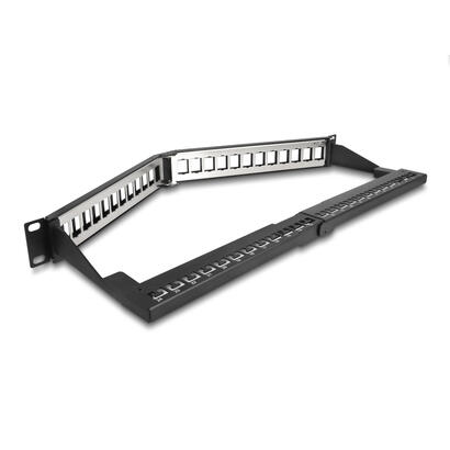 delock-19-keystone-patchpanel-24-port-mit-entlastungsschiene-1-he-gewinkelt-schwarz
