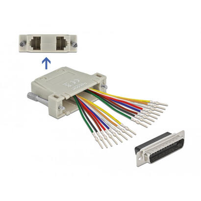 d-sub-25-pin-crimp-stecker-zu-2-x-rj45-buchse-mit-montagesatz-beige